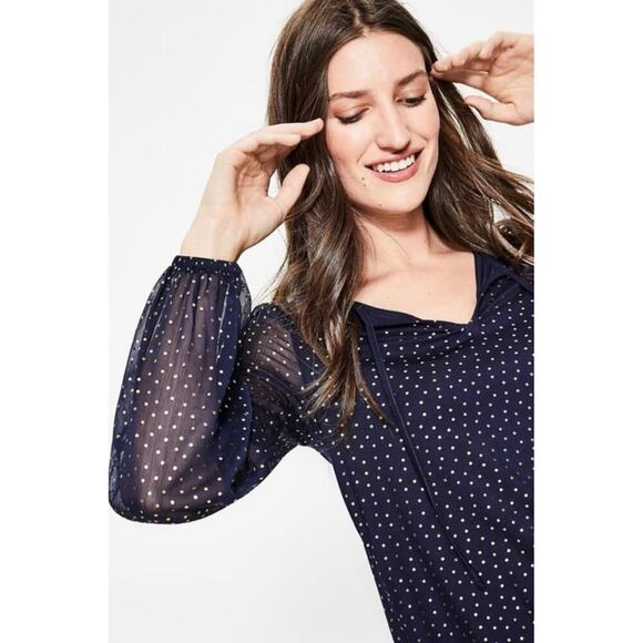 Boden Hazel Foil Spot Top Sz 4 Black - Picture 11 of 11